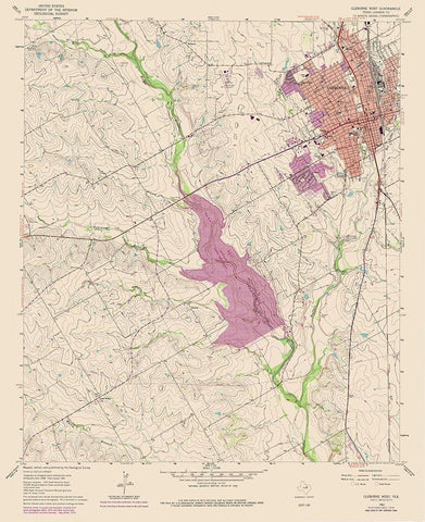 Cleburne West Texas Quad - USGS 1978 White Modern Wood Framed Art Print with Double Matting by USGS