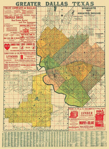 Dallas Texas Landowner - Worley 1905 Black Ornate Wood Framed Art Print with Double Matting by Worley