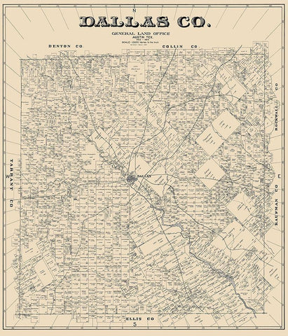 Dallas Texas Landowner - Land Office 1884 Black Ornate Wood Framed Art Print with Double Matting by Land Office