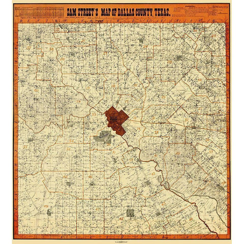 Dallas Texas Landowner - Street 1902 Black Modern Wood Framed Art Print with Double Matting by Street