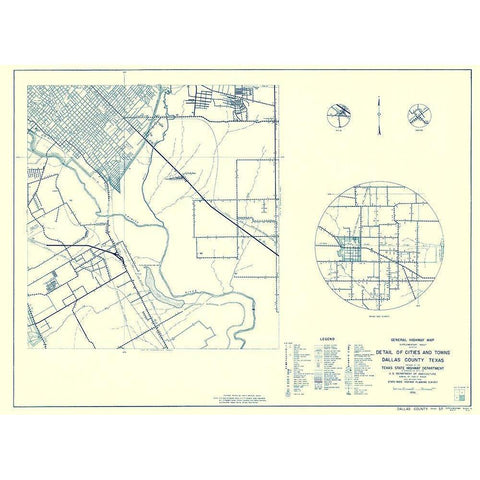 Dallas Texas Cities 4 of 4 - Highway Dept 1936 Black Modern Wood Framed Art Print with Double Matting by Highway Dept