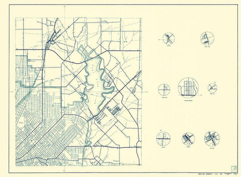 Dallas Texas Cities 3 of 4 - Highway Dept 1936 Black Ornate Wood Framed Art Print with Double Matting by Highway Dept