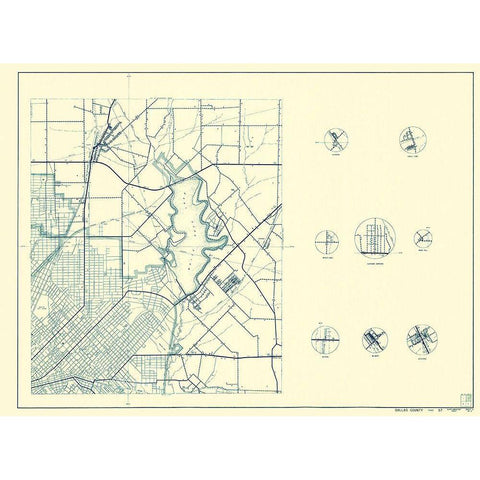 Dallas Texas Cities 3 of 4 - Highway Dept 1936 White Modern Wood Framed Art Print by Highway Dept