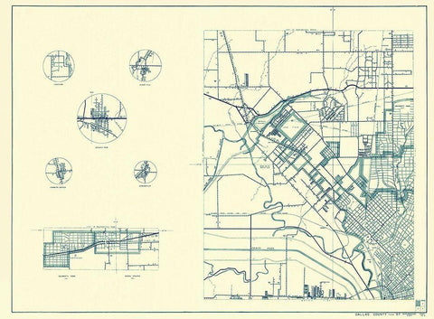 Dallas Texas Cities 1 of 4 - Highway Dept 1936 Black Ornate Wood Framed Art Print with Double Matting by Highway Dept