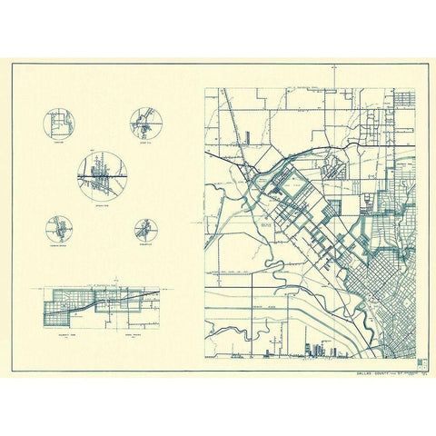 Dallas Texas Cities 1 of 4 - Highway Dept 1936 White Modern Wood Framed Art Print by Highway Dept