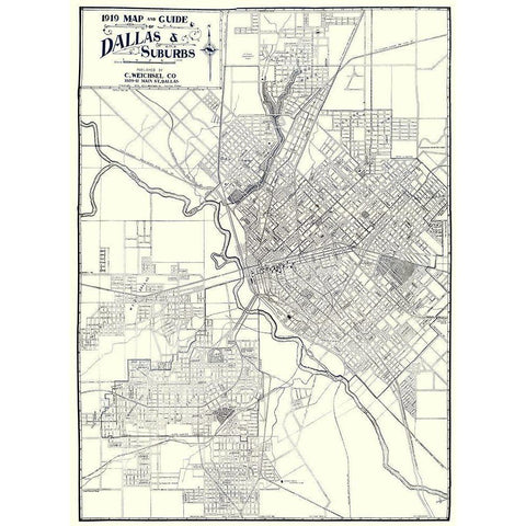Dallas, Suburbs Texas - Weichsel 1919 Gold Ornate Wood Framed Art Print with Double Matting by Weichsel