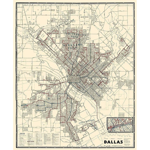 Dallas Texas - Dallas Railway 1941 Black Modern Wood Framed Art Print with Double Matting by Dallas Railway