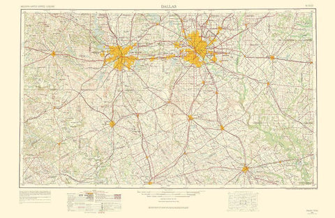 Dallas Texas Quad - USGS 1963 White Modern Wood Framed Art Print with Double Matting by USGS