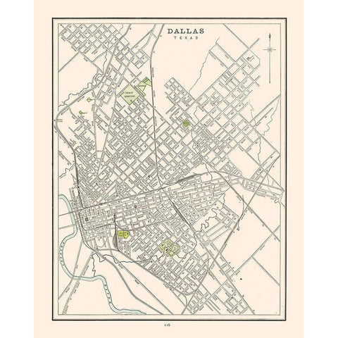 Dallas Texas - Cram 1892 White Modern Wood Framed Art Print by Cram
