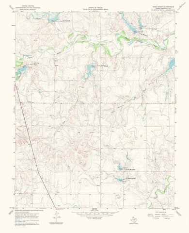 Dads Creek Texas Quad - USGS 1969 White Modern Wood Framed Art Print with Double Matting by USGS