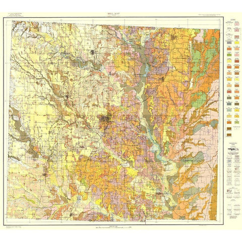 Denton Texas Soil - USDA 1918 Gold Ornate Wood Framed Art Print with Double Matting by USDA