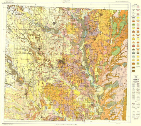 Denton Texas Soil - USDA 1918 Black Ornate Wood Framed Art Print with Double Matting by USDA