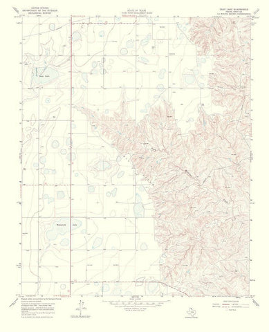 Deep Lake Texas Quad - USGS 1970 Black Ornate Wood Framed Art Print with Double Matting by USGS