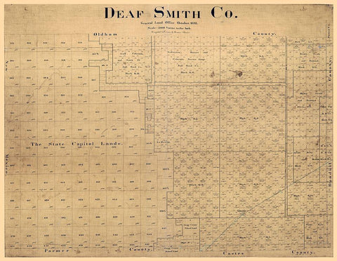 Deaf Smith County Texas - Pressler 1898 Black Ornate Wood Framed Art Print with Double Matting by Pressler
