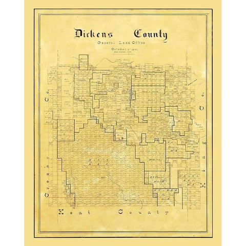 Dickens County Texas - Arlitt 1891 Black Modern Wood Framed Art Print by Arlitt