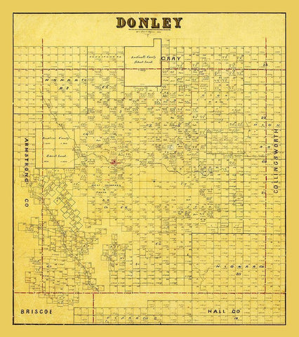Donley County Texas - 1880 Black Ornate Wood Framed Art Print with Double Matting by Unknown