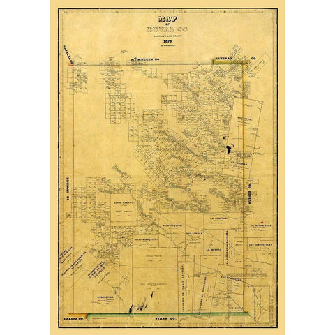 Duval County Texas - Arlitt 1875 White Modern Wood Framed Art Print by Arlitt