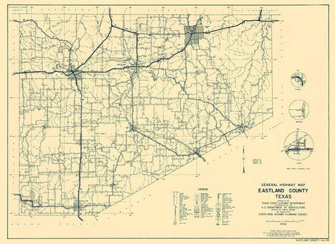 Eastland Texas Highway - Highway Dept 1936 Black Ornate Wood Framed Art Print with Double Matting by Highway Dept