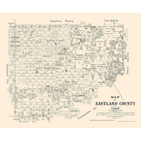 Eastland County Texas - Walsh 1879 White Modern Wood Framed Art Print by Walsh