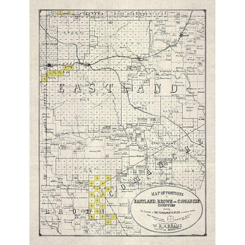 Eastland, Brown, Comanche County Texas -1890 Black Modern Wood Framed Art Print with Double Matting by Unknown