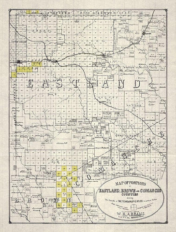 Eastland, Brown, Comanche County Texas -1890 Black Ornate Wood Framed Art Print with Double Matting by Unknown