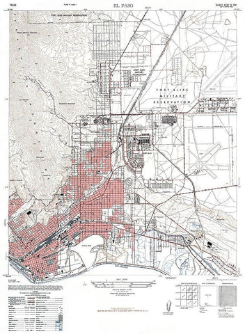 El Paso Texas Sheet - USGS 1947 White Modern Wood Framed Art Print with Double Matting by USGS