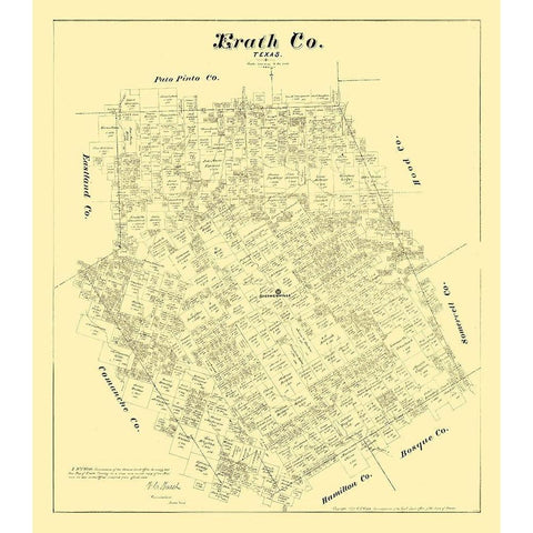 Erath County Texas - Walsh 1879 Gold Ornate Wood Framed Art Print with Double Matting by Walsh
