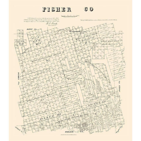 Fisher County Texas - Walsh 1880 Black Modern Wood Framed Art Print with Double Matting by Walsh