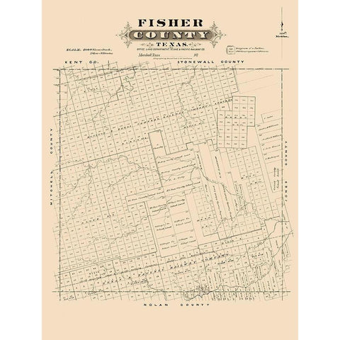 Fisher County Texas - Gast 1870 Black Modern Wood Framed Art Print with Double Matting by Gast