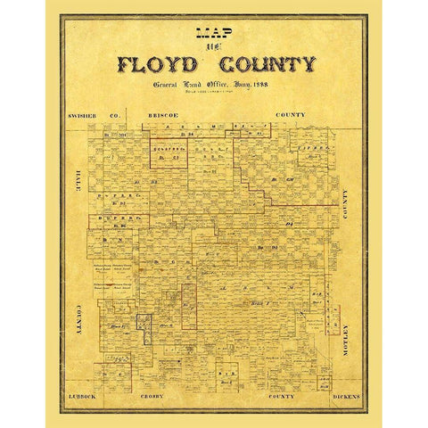 Floyd County Texas - 1888 White Modern Wood Framed Art Print by Unknown