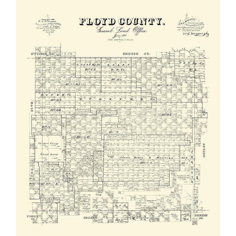 Floyd County Texas - McGaughey 1892 White Modern Wood Framed Art Print by McGaughey