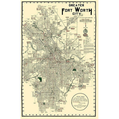 Fort Worth Texas - Rogers 1920 Black Modern Wood Framed Art Print with Double Matting by Rogers