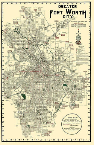 Fort Worth Texas - Rogers 1920 White Modern Wood Framed Art Print with Double Matting by Rogers