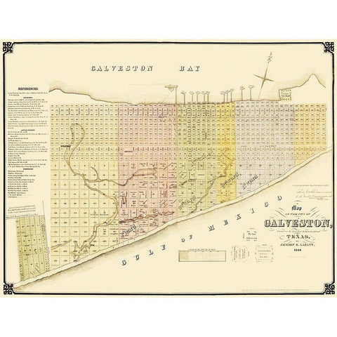Galveston Texas Landowner - Labatt 1869 Black Modern Wood Framed Art Print with Double Matting by Labatt
