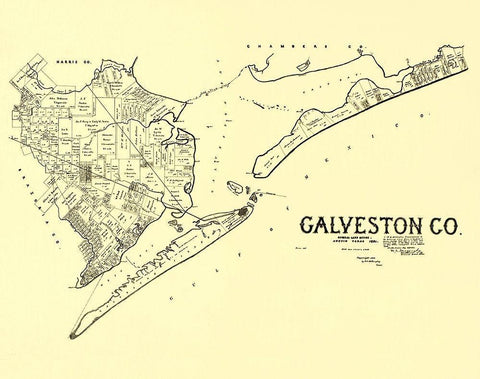 Galveston Texas Landowner - Land Office 1892 Black Ornate Wood Framed Art Print with Double Matting by Land Office