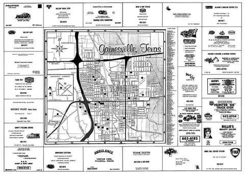 Gainesville Texas - Chamber Of Commerce 1967 Black Ornate Wood Framed Art Print with Double Matting by Chamber Of Commerce