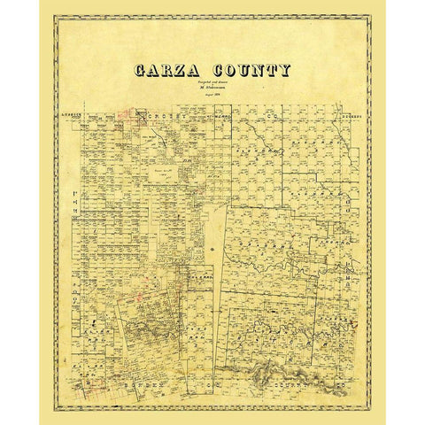 Garza County Texas - Stakemann 1879 Black Modern Wood Framed Art Print with Double Matting by Stakemann