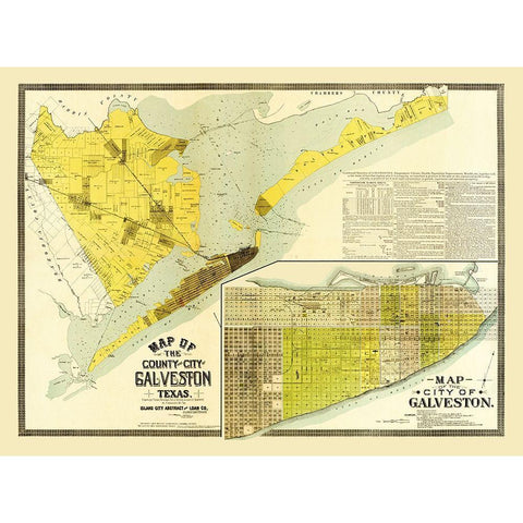 Galveston Texas -1891 White Modern Wood Framed Art Print by Unknown