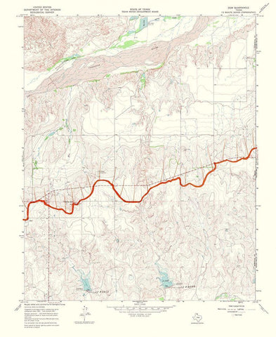 Gem Texas Quad - USGS 1969 White Modern Wood Framed Art Print with Double Matting by USGS