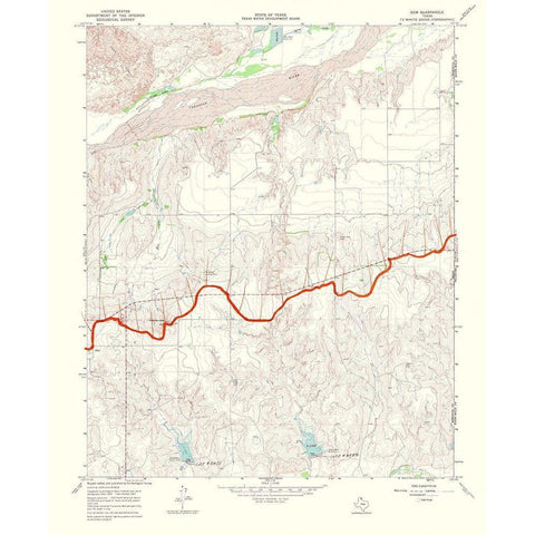 Gem Texas Quad - USGS 1969 Black Modern Wood Framed Art Print with Double Matting by USGS