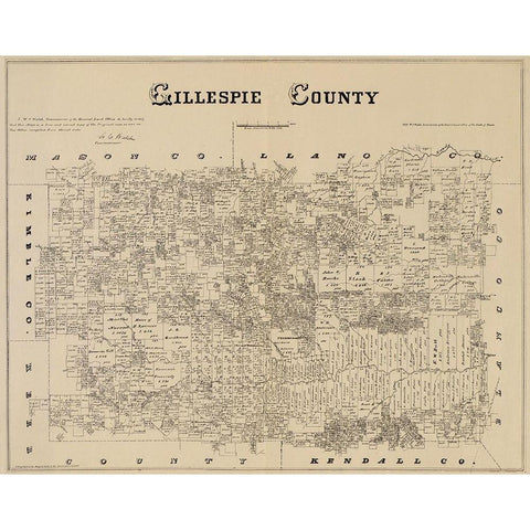 Gillespie Texas Landowner - Gast 1879 Gold Ornate Wood Framed Art Print with Double Matting by Gast