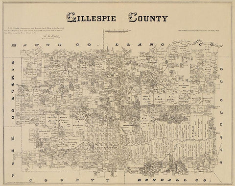 Gillespie Texas Landowner - Gast 1879 Black Ornate Wood Framed Art Print with Double Matting by Gast