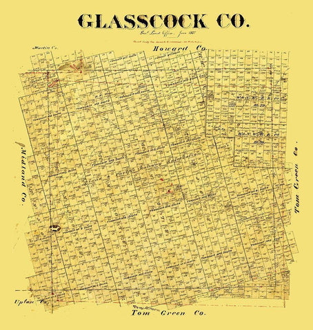 Glasscock County Texas - 1887 Black Ornate Wood Framed Art Print with Double Matting by Unknown