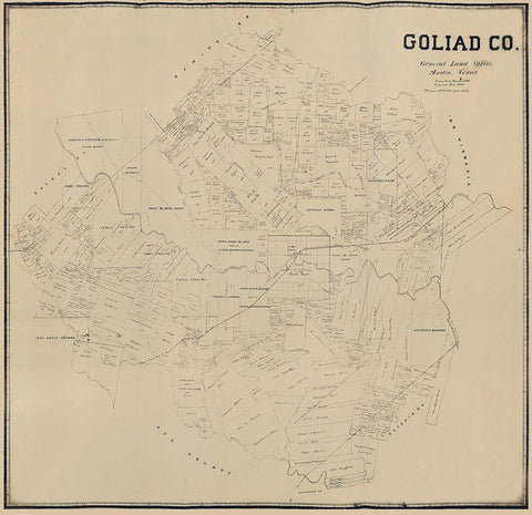 Goliad County Texas -1896 Black Ornate Wood Framed Art Print with Double Matting by Unknown