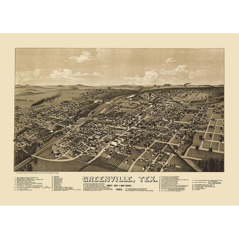 Greenville Texas - Norris 1886 White Modern Wood Framed Art Print by Norris
