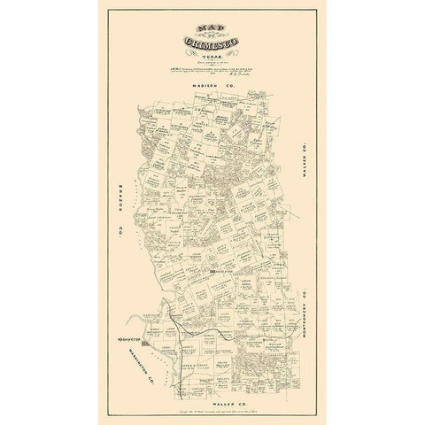 Grimes County Texas - Walsh 1880 Black Modern Wood Framed Art Print with Double Matting by Walsh