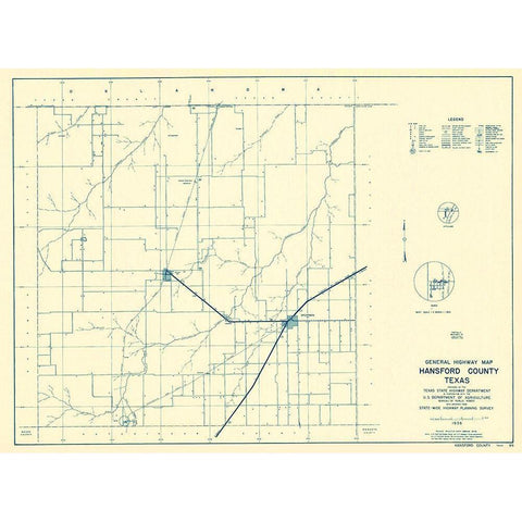 Hansford Texas - Highway Dept 1940 White Modern Wood Framed Art Print by Highway Dept