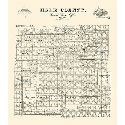 Hale County Texas - McGaughey 1892 Gold Ornate Wood Framed Art Print with Double Matting by McGaughey