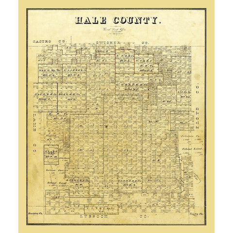 Hale County Texas - 1895 Black Modern Wood Framed Art Print with Double Matting by Unknown