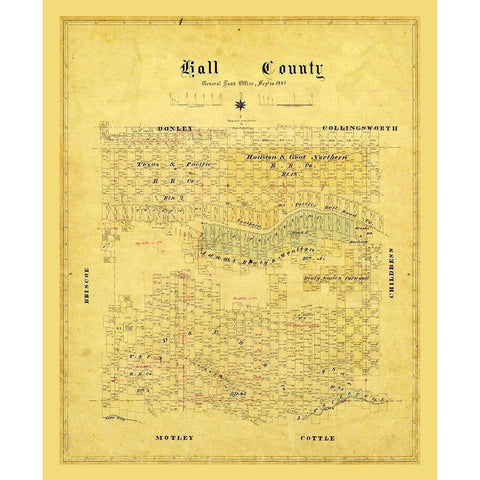 Hall County Texas - 1881 Black Modern Wood Framed Art Print by Unknown